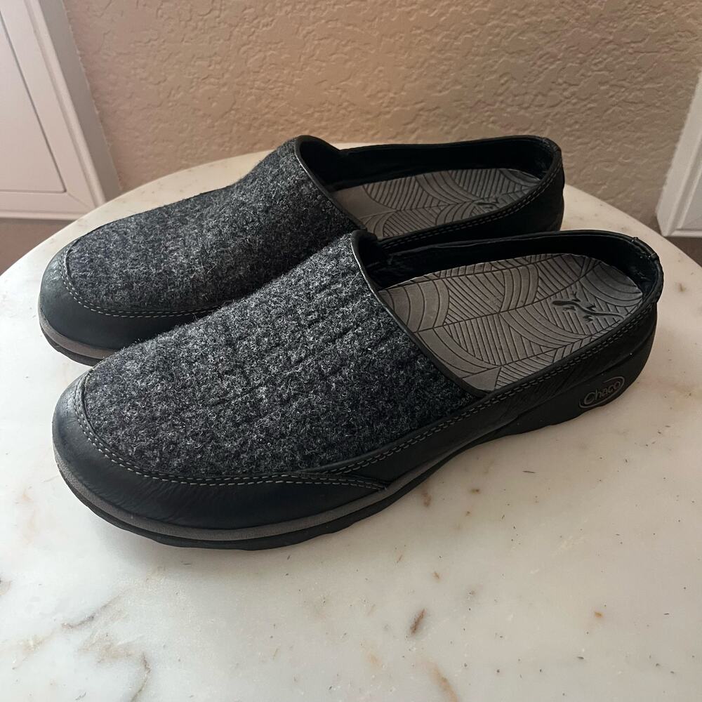 Chaco Women’s Sloan Skip On Boiled Wool Loafer Shoe Charcoal Gray Black 9.5 Mule